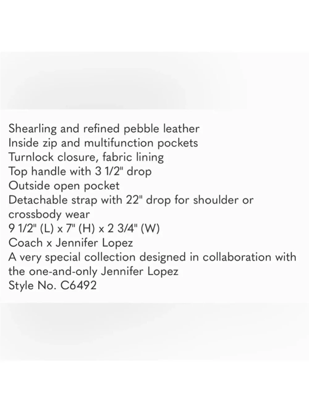 Jennifer Lopez X Coach; Signature Shearling Top Handle Satchel in Brown